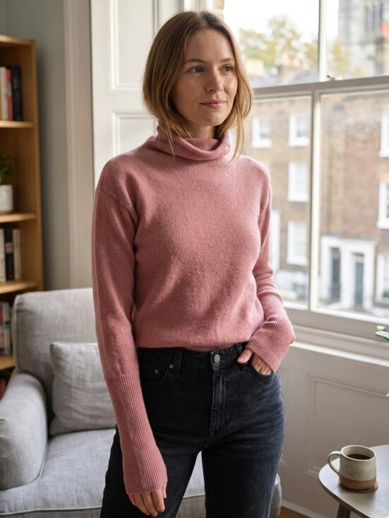 Aritzia Sweaters - Wilfred Aritzia Women's Pink Feminine Merino Wool Turtleneck Sweater Size 2XS-S